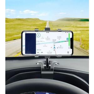 Car Rearview Mirror Mobile Phone Holder, Silicone Snap-on Four-petal Dashboard Navigation Support Bracket, Multi-functional Auxiliary Travel Accessory, Suitable for Most Cars (Black)