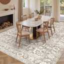 Soalmost Living Room 10x14 Area Rugs, Washable Low Pile Non-Slip Stain Resistant Extra Large Thin Rug, Vintage Soft Throw Carpet for Dining Room Bedroom Farmhouse Home Office Decor Light Brown