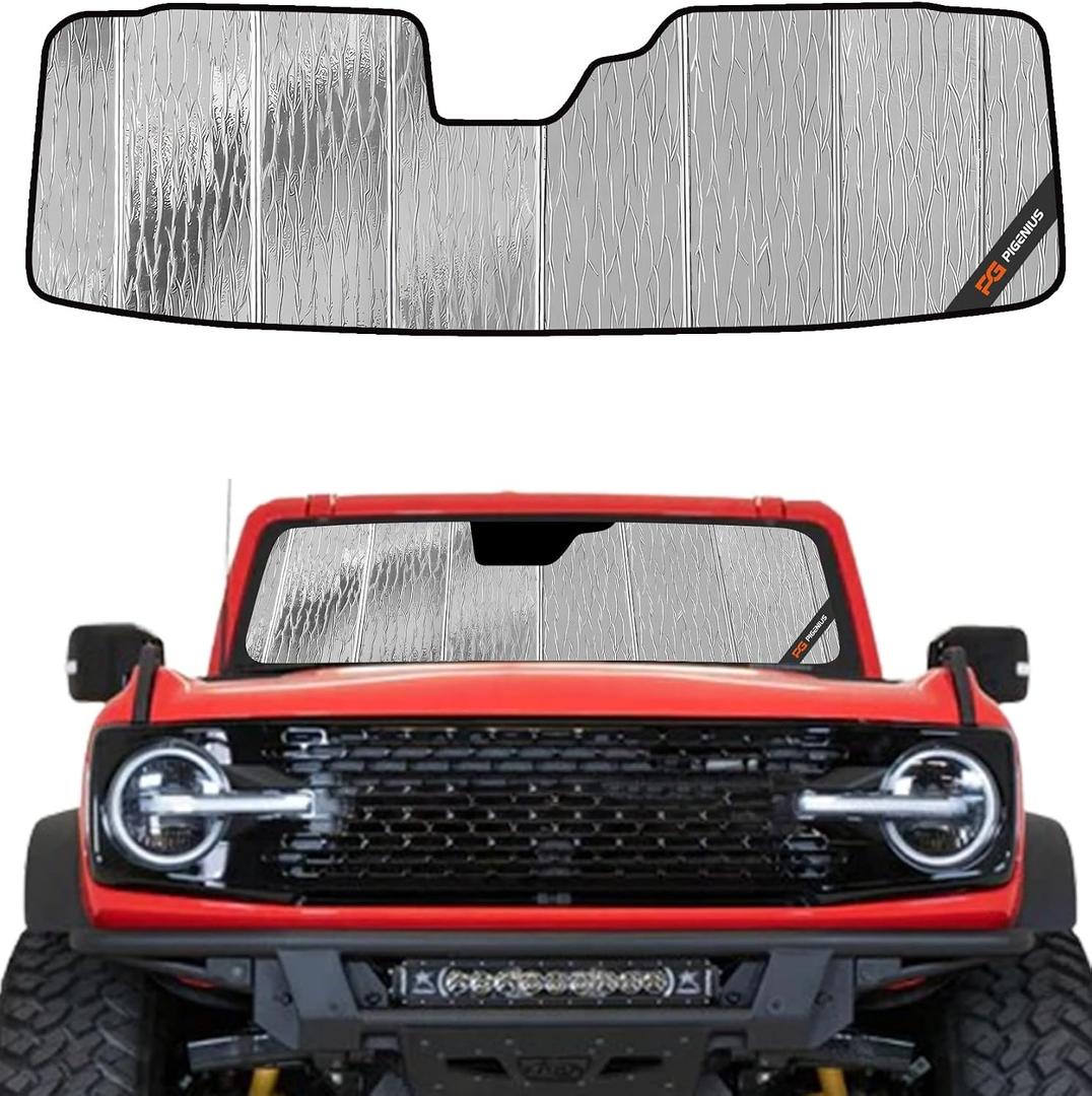 Pigenius Windshield Sun Shade for Ford Bronco 2021-2026, Custom Fit Front Window Sunshade - AstraGuard