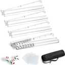 American Mahjong Racks with Pushers Complete Accessories Set, 4 Clear Acrylic Mahjong Racks, 4 Card Sleeves, 3 Large 19.6mm Dice, 420D Waterproof Storage Bag, Mahjong Accessories for American Mahjong, 18.5 x 2.6 x 1.2 inches