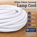 Fabric Cord for Hanging Pendant Lamp Fixture, Lampshades 15 Feet Decorative Braided Flexible Cable E-26/ E-27 Light Bulb Socket & 2 Prong Flat Plug Timer Switch (White)