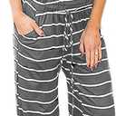 Artfish Women Casual Sleeveless Spaghetti Strap Striped Lounge Pajama Jumpsuit, L