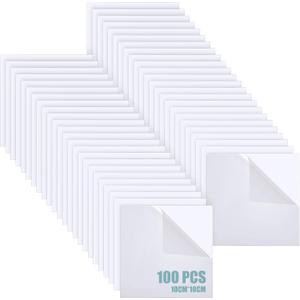 Pangda 100 Pcs 4'' x 4'' Clear Acrylic Sheets Squares Acetate Sheets Transparent Panel Signs with Protective Paper for DIY Projects Photo Frame Display Craft(0.04'' Thick)