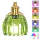 VerRon Rechargeable Battery Operated Wall Sconce with Green Glass Lampshade, Wireless Wall Scone Decor with Remote Control, 15 Colors Gold Wall Light for Bedside Hallway Bedroom Doorway