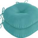 downluxe Bistro Chair Cushions for Patio Furniture, Water-Resistant Round Outdoor Chair Cushions Set of 2 with Non-Slip Ties, 15" x 15", Teal