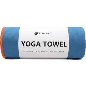 Eunzel Hot Yoga Towel Non-Slip Yoga Mat Towel Ultra-Absorbent Microfiber Towel for Hot Yoga, PilatesBikram and Workout 26.5"x 72" (Navy/ Orange)