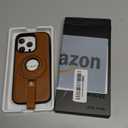 BUTAIGA for iPhone 16 Pro Leather Case with Stand, Anti-Slip Grip Ring, Fits for MagSafe (Brown, IP 16 Pro-6.3inch)