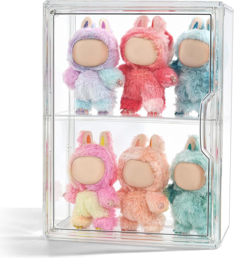 Display Case Compatible with Labubu POP MART, Acrylic Clear Display Box Shelf for POP MART Labubu Doll, Pack of 1