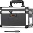 10.2 x 7 x 7.5 Inch Lockable Storage Box with Combination Lock, Portable Safe for Documents, Medicine, Cash & Valuables, Medicine Lock Box with Label Slot for Home, Office & Travel - Black