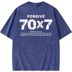 Graphic Tees Summer Novelty Women Men Cotton Oversized Seven Number Element Christian Washed T-Shirt