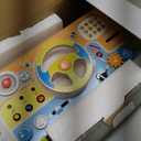 Montessori Car Busy Board for Toddlers, Wooden Sensory Steering Wheel Activity Baby Toy with Lights, Buttons, Gears & Key Start, Kids Interactive Educational Toys for Boys Girls