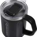 Stainless Steel Coffee Mug with Handle, 16 oz Double Wall Vacuum Insulated Travel Mug Tumbler With Slider Lid, Great Tea Mug for Men and Women (Black)