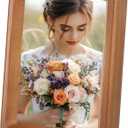 uxcell 4 x 5inch Natural Wood Photo Frames, Mini Wooden Finish Picture Frame Tabletop Photo Frame with Mat for Desktop Display Wall Mounting, Teak color