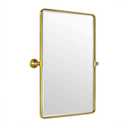 TEHOME 20x30'' Pivot Rectangle Bathroom Vanity Mirror Brushed Gold Rounded Corner Metal Framed Tilting Beveled Vanity Wall Mirrors