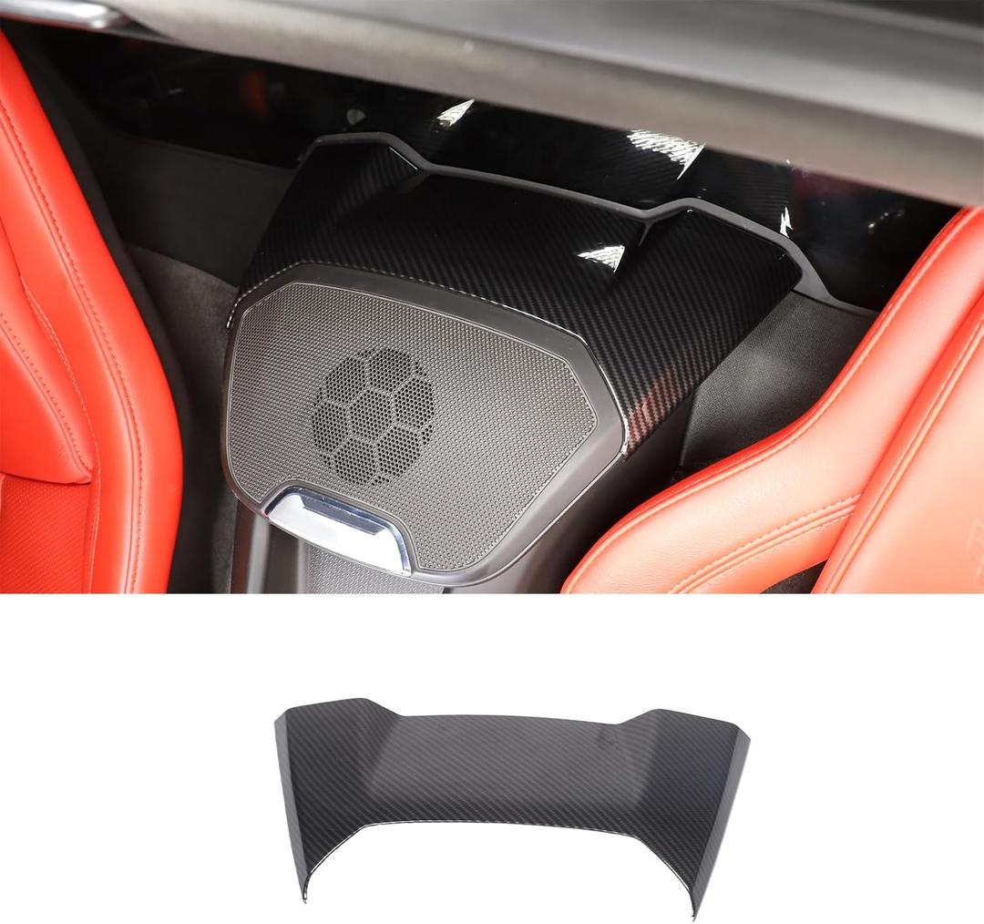 Rear Upper Speaker Cover Compatible with Chevrolet Corvette C8 Stingray 2020-2026, ABS Interior Rear Row Phone Charger Upper Trim Cover, Fit for Coupe (Carbon Fiber Pattern)