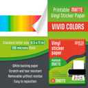 JOYEZA Premium Printable Vinyl Sticker Paper for Inkjet Printer - 25 Sheets Matte White Waterproof, Dries Quickly Vivid Colors, Holds Ink well- Tear Resistant - Inkjet & Laser Printer