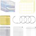 200 Pieces Diamond Painting Accessories Diamond Painting Tools Kit Storage Container Art Resealable Bags with 4 Round Binding Rings, 5 Sheets Number Stickers and 5 Sheets Sticker Label