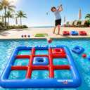 Golf Pong Chip Tac Toe Floating Pool Game - 4FT Inflatable Tic Tac Toe Pool Toy for Adults & Teens, Outdoor Games, Pool Party Games, Backyard Games & Yard Games (No Club Included)