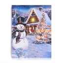 NIKKY HOME Christmas Canvas Wall Art 16" x 12" - Lighted Up Snowman Welcome Print LED Xmas Wall Art Prints for Holiday Decor