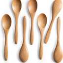 7 PCS Small Wooden Spoons, 5.8 Inch Honey Spoons for Tea, Beech Wooden Honey Teaspoon for Coffee, Little Tiny Wood Spoons, Bamboo Table Spoon for stirring, Wooden Spoons for Utensils Set