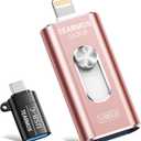 512GB USB Flash Drives for Phone, iPhone Memory Storage Stick for Photos and Videos, Compatible with iPhone iPad Android PCs, No App Required Plug & Play (Light Pink)