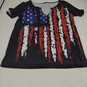 Camouflage American Flag Lace Up Blouse Women 4th of July Flag Short Sleeve USA Patriotic Printed Shirt Tops Casual Shirt Small
