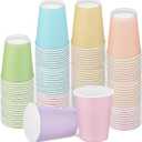 24 Pieces Disposable Paper Cups Pastel Rainbow Party Cups Drinking Cups for Party, DIY and Holiday, 5 Colors