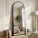 Suidia 56"x14" Arched Full Length Mirror with Stand, Full Body Mirror with Aluminum Frame, Freestanding/Leaning/Wall-Mounted, Floor Mirrors for Bedroom, Living Room, Entryway, Dressing Room, Black
