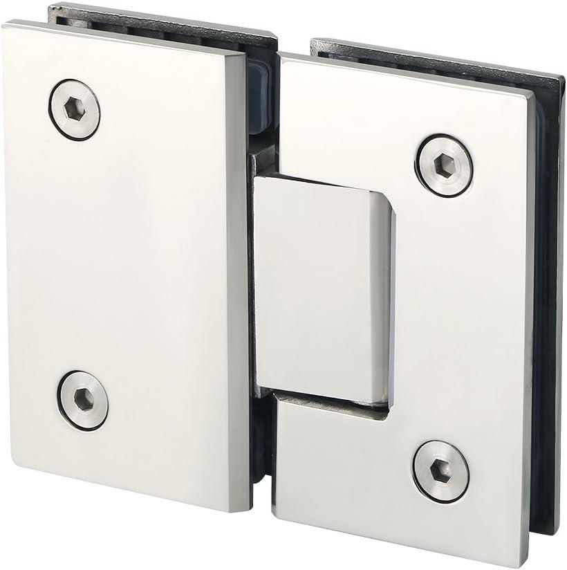Alise Glass Shower Door Hinges, 180 Degree Shower Door Hinges for Glass Doors, Heavy Duty Stainless Steel Cabinet Hinges, Frameless Shower Doors Hardware Replacement Part, Polished Chrome