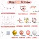 54th Rose Gold Birthday Party Decorations for Women, Rose Gold Happy Birthday Banner, Fringe Curtains, Heart Foil Balloons, Confetti Balloons, Cake Topper for 54th Birthday Decorations