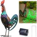 Solar Rooster Statue Light Outdoor, 18" Metal Yard Art Rooster Figurines(Retro Rooster).