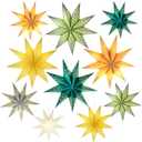 10 Pack 12 Inch 18 Inch Christmas 3D Paper Star 9 Pointed Hollow Light up Hanging Star Paper Lanterns Lampshade for Christmas Wedding Birthday Party Decor, 2 Sizes