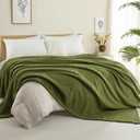 Exclusivo Mezcla King Size Fleece Blanket for Bed, Extra Soft Warm Decorative Fuzzy Blanket for Women, Lightweight Cozy Bedding Blankets, 90x104 Inches, Olive Green