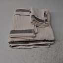 Superior 6-Piece Cotton Towel Set, Decorative Greek Pattern, Home Essentials, Absorbent Towels, Bathroom Decor, Spa, Resort, Includes 2 Hand, 2 Face and 2 Bath Towels, Athens Collection, Ivory-Black