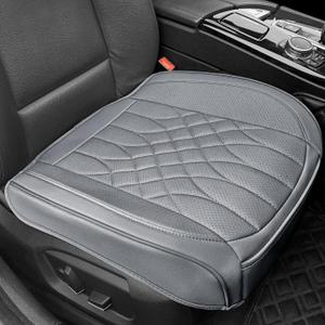BOPUOVRE 1-Pack Leather Front Car Seat Covers - Bottom Car Seat Covers Fully Wrapped, Non-Slip and Waterproof, Fits Most Vehicles Gray