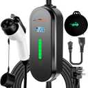 Portable EV Charger Level 1 & 2, 110V-240V Emergency Backup Travel Cable, Adjustable 8-16A Current for Home Safety, NEMA 6-20 Plug with 5-15 Adapter, 17ft, Works with All J1772 EVs