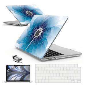 IBENZER Compatible with 2025 2024 2023 2022 MacBook Air 13 inch Case M4 A3240 M3 A3113 M2 A2681, Hardshell Case & KeyboardCover & ScreenFilm & Type-C for Mac Air 13.6, Dandelion, AT13-KK-PGY+2TC