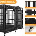 Heavy Duty Dog Crate 42 Inch Indestructible Escape Proof Cage Black Large Dog Kennel Indoor for High Anxiety Dogs with Wheels, Locks and Remorvable Trays