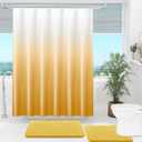 OLANLY Luxury Yellow and White Ombre Shower Curtain Sets with 12 Hooks, Waterproof and Washable Decorative Shower Curtains for Bathroom, 72x72 Inches