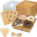 WIKDAY 50 Pack Charcuterie Boxes with Clear Lids, Small Dessert Bakery Boxes, Disposable To Go Food Containers for Cake Slice, Cookies, Sandwich, Brown