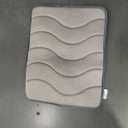 Memory Foam Coral Velvet Non Slip Bathroom Mat, 17W X 24L Inches (Beige Striped Pattern)