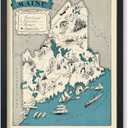 Poster Master Vintage Maine Map Print - Retro State Map Art - Gift for Teacher, Student, Travel Lover - Wall Decoration for Classroom, Office, Dorm - 8x10 UNFRAMED