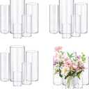 15pcs Glass Vase Cylinder Vases for Centerpieces Small Flower Glass Vases Home Decor Centerpiece Table Clear Flower Vase Decorations for WeddingHoliday 4,6,7.5,8,10 Inch Tall