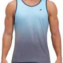 EZRUN Men's Tank Tops Quick Dry Workout Swim Beach Shirts Sleeveless Shirts for Bodybuilding Gym Fitness Training, Large, Blue Gradient