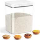 Rice Storage Container - 5.8 Qt | 11 Lbs Crystal-Clear Plastic Food Storage Container Bin with Pop-up Lid for Rice Flour Sugar, Dry Food Holder for Kitchen Pantry Organization and Storage