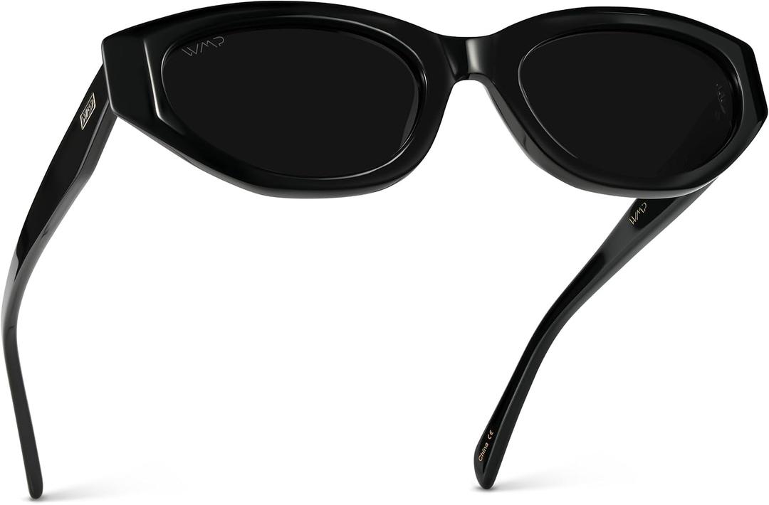 WearMe Pro - Women's Polarized Sunglasses, Narrow Fashion Cat-Eye Acetate Frame, Oval Lenses, Hand-Polished