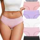 READY TO LOVE Cotton Underwear for Women 6 Pack Bikini Sexy Full Coverage Panties Lace Waistband Ladies Hipster L
