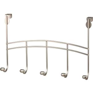 Spectrum Over the Door Hooks Coffee Brown Metal Hanging Hook Rack for Kitchen Bathroom Closet Laundry Organization, Heavy Duty Behind the Door Hook Coat Hanger Towel Rack Doors Up To 1.75” Thick