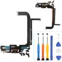 USB Charging Port Cable Replacement for iPhone 13 Pro Max Dock Connector USB Charger Board Flex Cable Assembly Accessories for iPhone 13 Pro Max Charging Cable Replacement with Repair Tools