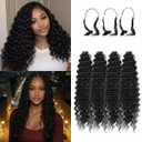 KRALER Feather Crochet Hair Extensions for Women 18 Inch 100 Strands Miracle Knots Feather Crochet Hair Pre-Separated Invisible Synthetic Curly Deep Wave Crochet Hair(100strands Natural Black) (1b)